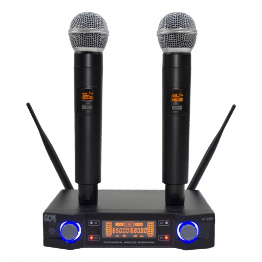 Microfono inalambrico doble de mano GT-2201H2 UHF GCM Pro